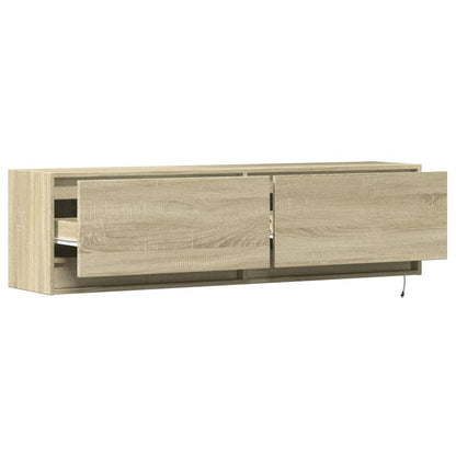 vidaXL TV Wall Cabinet with LED Lights Sonoma Oak 140x31x38 cm
