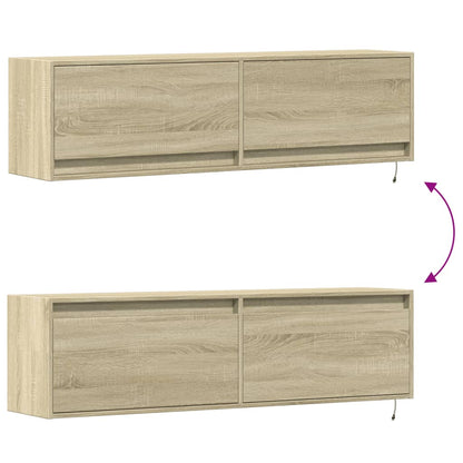 vidaXL TV Wall Cabinet with LED Lights Sonoma Oak 140x31x38 cm