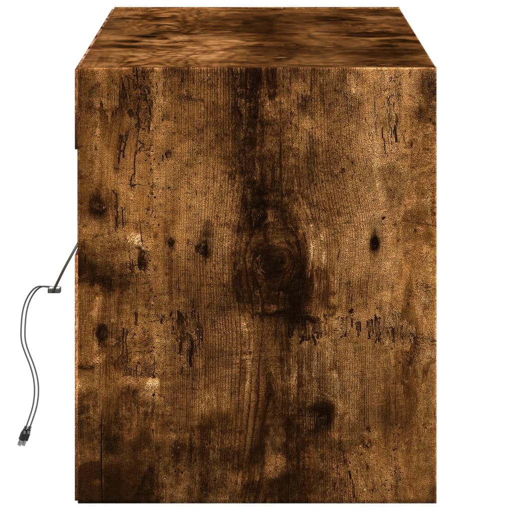 vidaXL TV Wall Cabinet with LED Lights Smoked Oak 140x31x38 cm