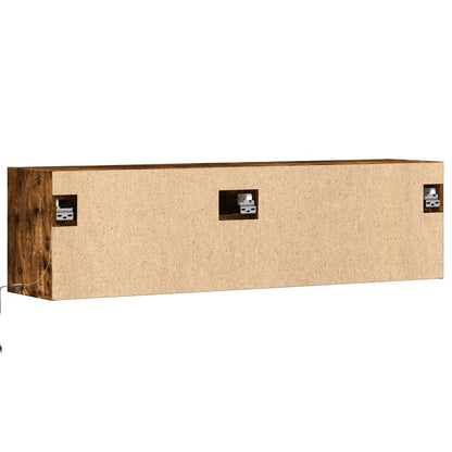 vidaXL TV Wall Cabinet with LED Lights Smoked Oak 140x31x38 cm