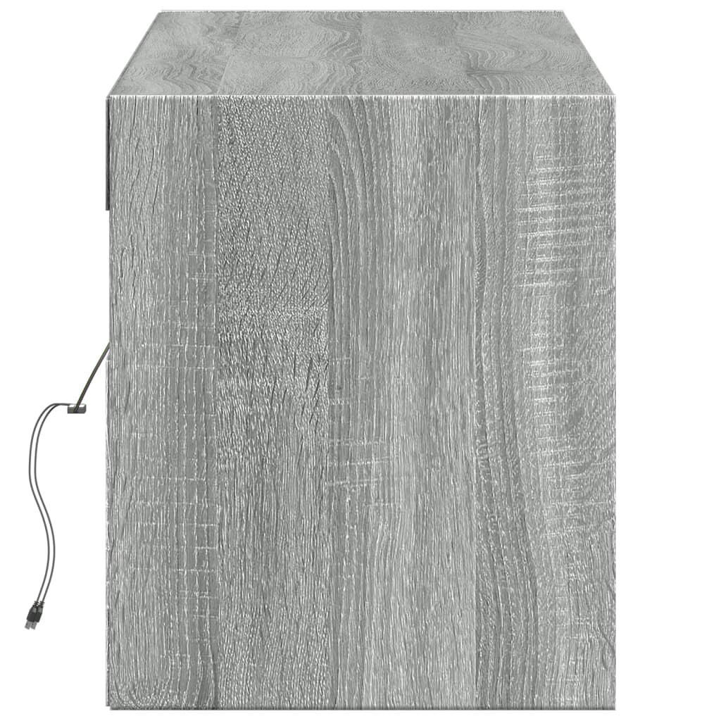 vidaXL TV Wall Cabinet with LED Lights Grey Sonoma 140x31x38 cm