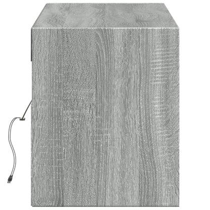 vidaXL TV Wall Cabinet with LED Lights Grey Sonoma 140x31x38 cm