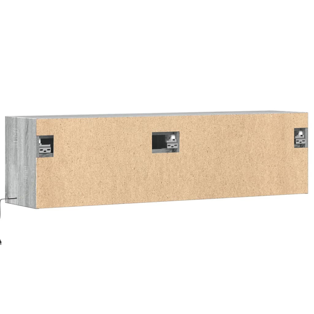 vidaXL TV Wall Cabinet with LED Lights Grey Sonoma 140x31x38 cm