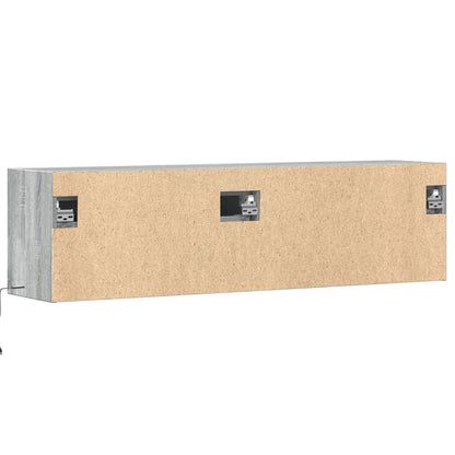 vidaXL TV Wall Cabinet with LED Lights Grey Sonoma 140x31x38 cm