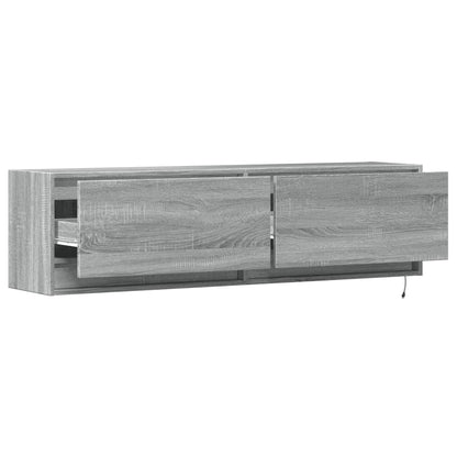 vidaXL TV Wall Cabinet with LED Lights Grey Sonoma 140x31x38 cm