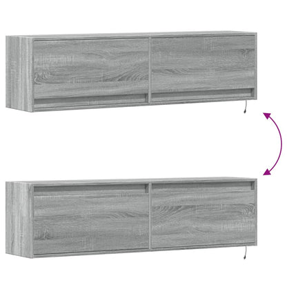 vidaXL TV Wall Cabinet with LED Lights Grey Sonoma 140x31x38 cm