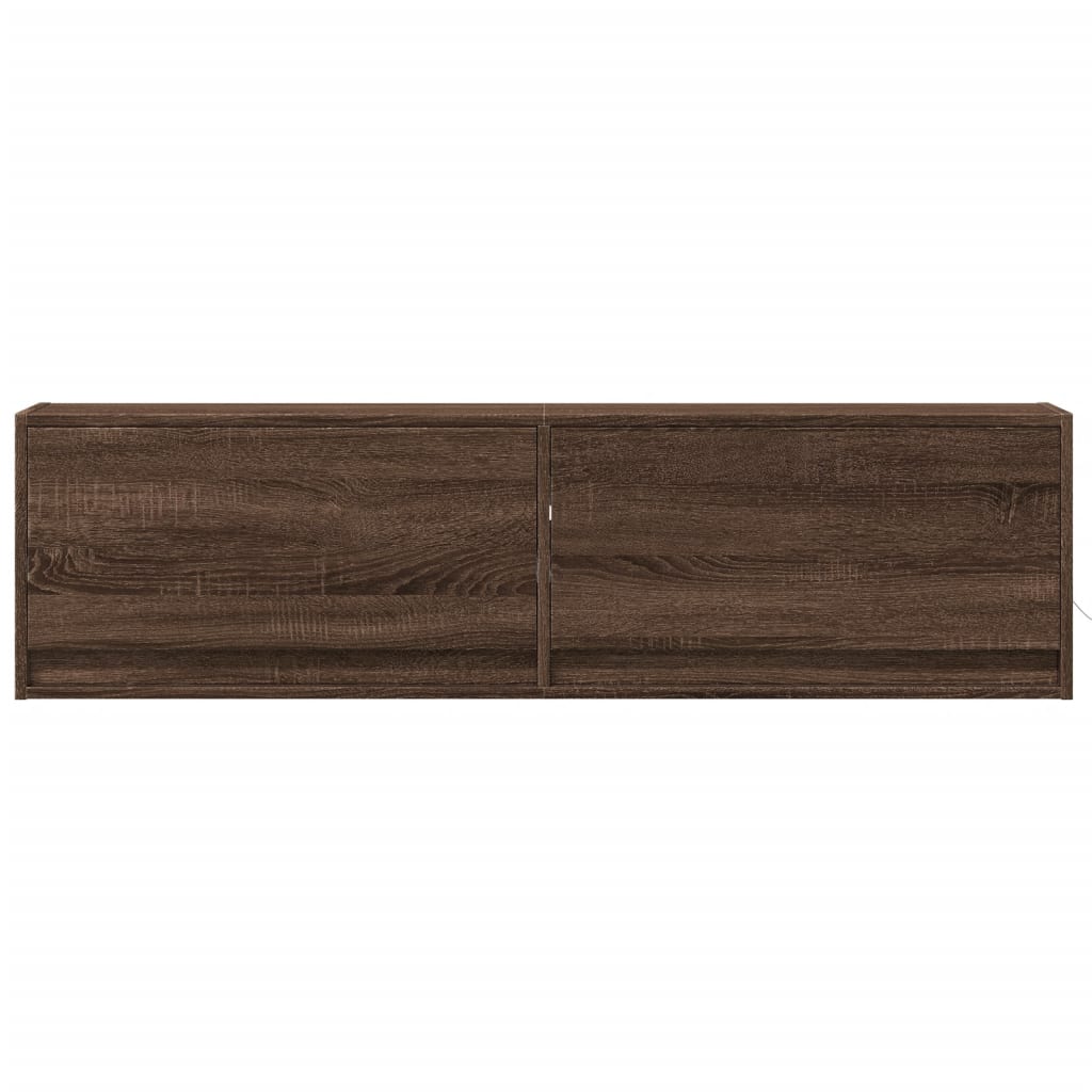 vidaXL TV Wall Cabinet with LED Lights Brown Oak 140x31x38 cm
