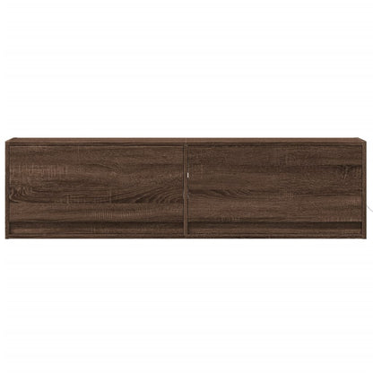 vidaXL TV Wall Cabinet with LED Lights Brown Oak 140x31x38 cm