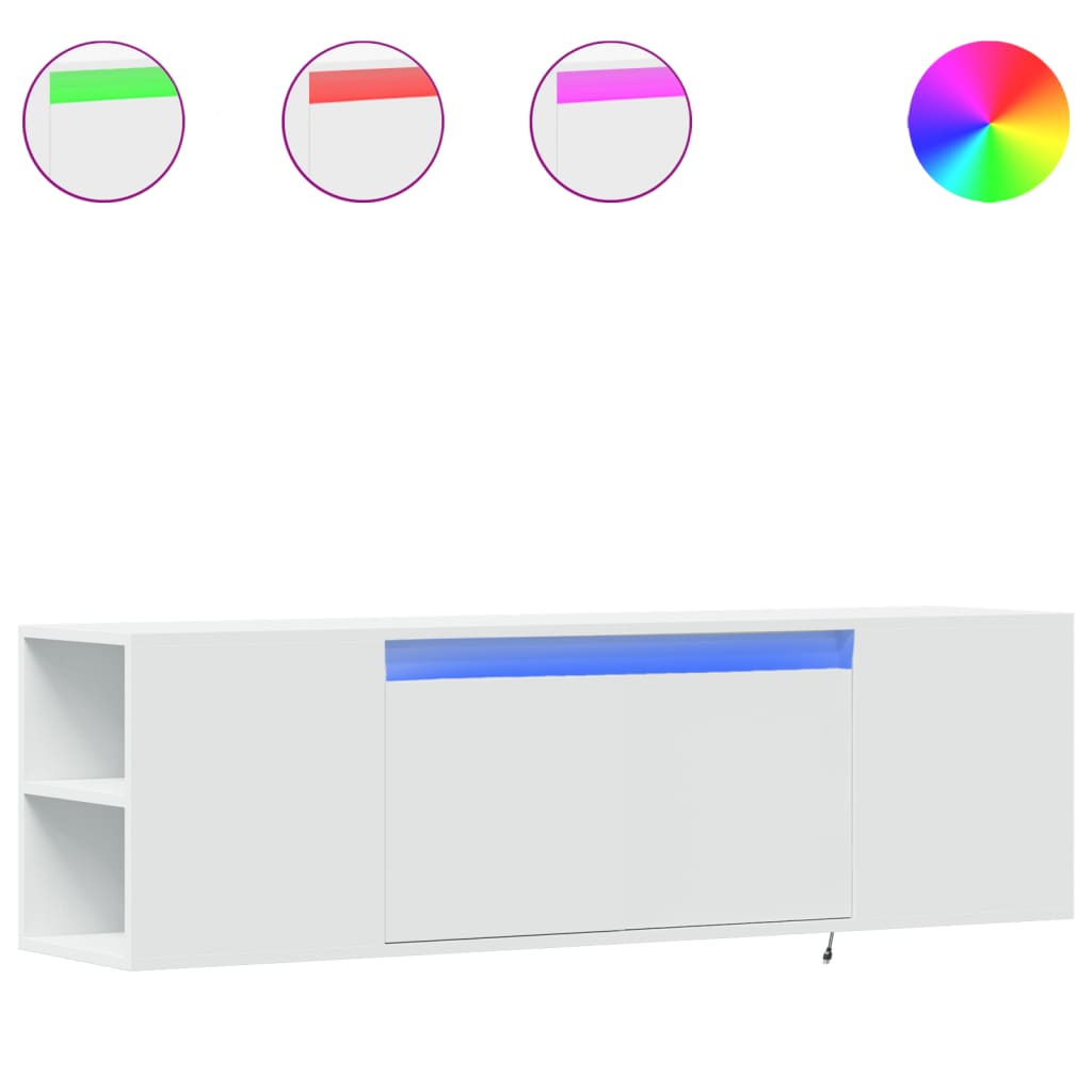 vidaXL TV Wall Cabinet with LED Lights White 135x31x39.5 cm