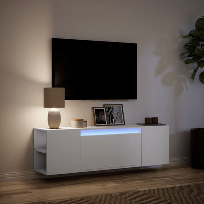 vidaXL TV Wall Cabinet with LED Lights White 135x31x39.5 cm