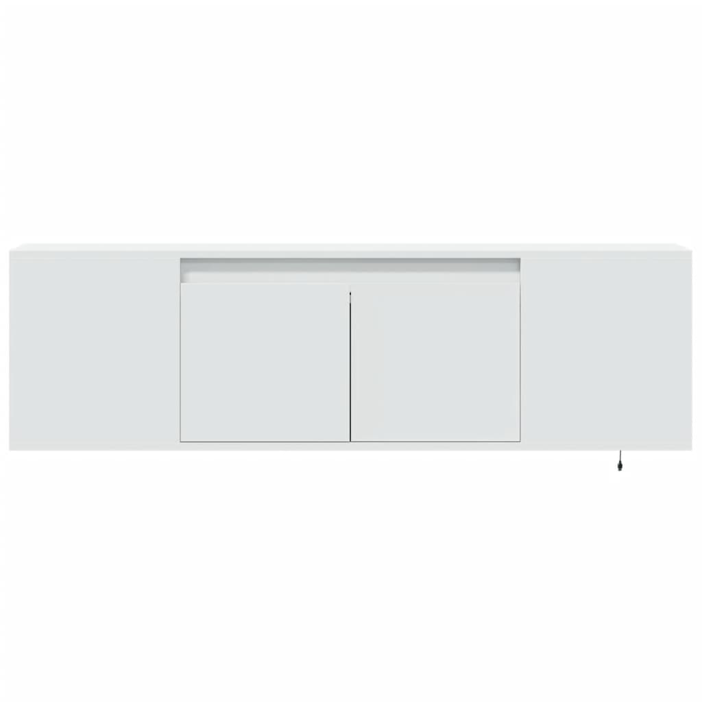 vidaXL TV Wall Cabinet with LED Lights White 135x31x39.5 cm