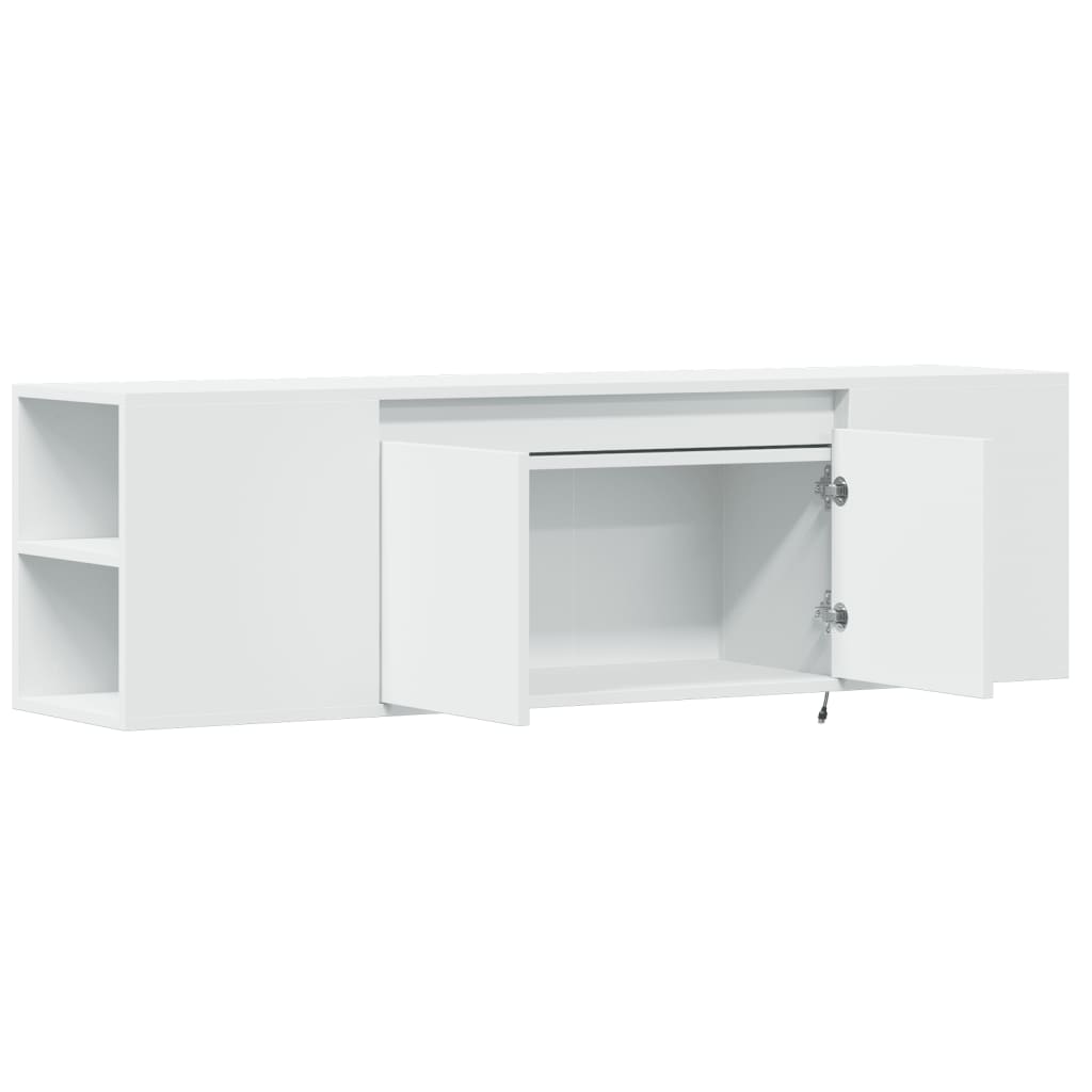 vidaXL TV Wall Cabinet with LED Lights White 135x31x39.5 cm