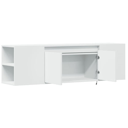 vidaXL TV Wall Cabinet with LED Lights White 135x31x39.5 cm