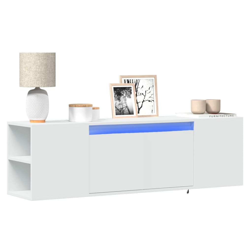 vidaXL TV Wall Cabinet with LED Lights White 135x31x39.5 cm