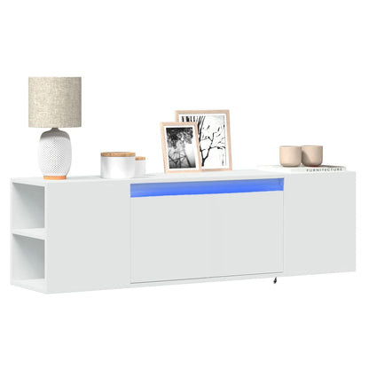 vidaXL TV Wall Cabinet with LED Lights White 135x31x39.5 cm