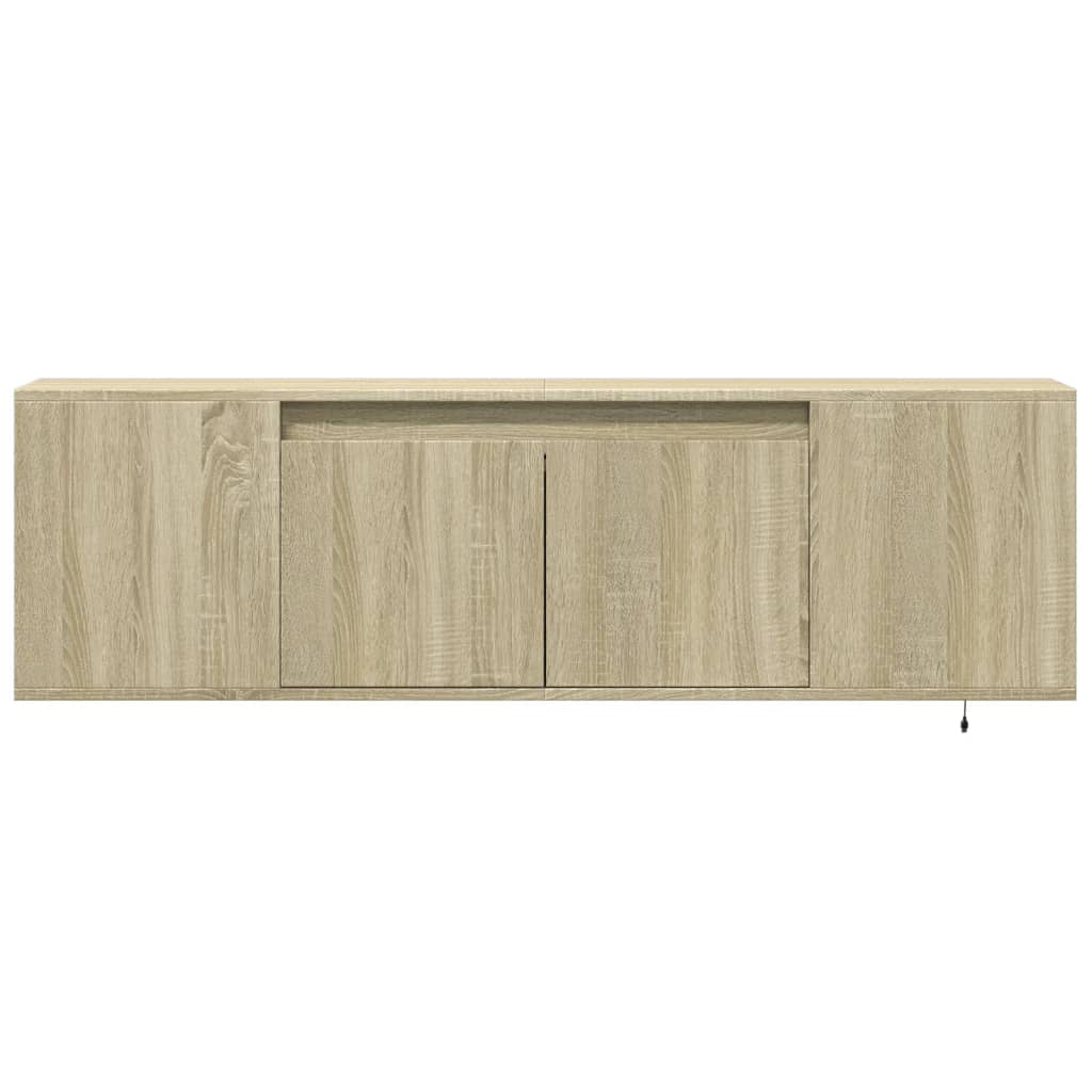 vidaXL TV Wall Cabinet with LED Lights Sonoma Oak 135x31x39.5 cm