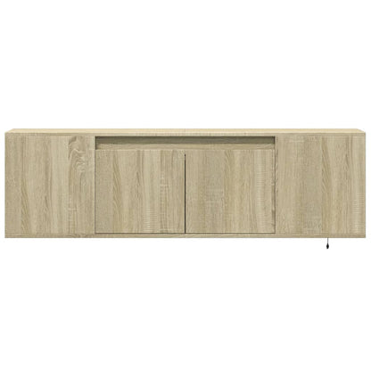 vidaXL TV Wall Cabinet with LED Lights Sonoma Oak 135x31x39.5 cm
