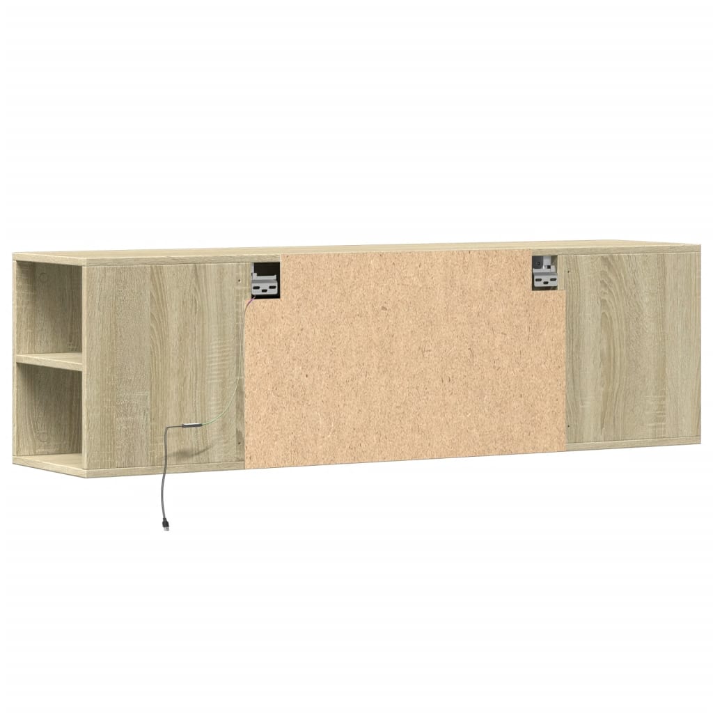 vidaXL TV Wall Cabinet with LED Lights Sonoma Oak 135x31x39.5 cm