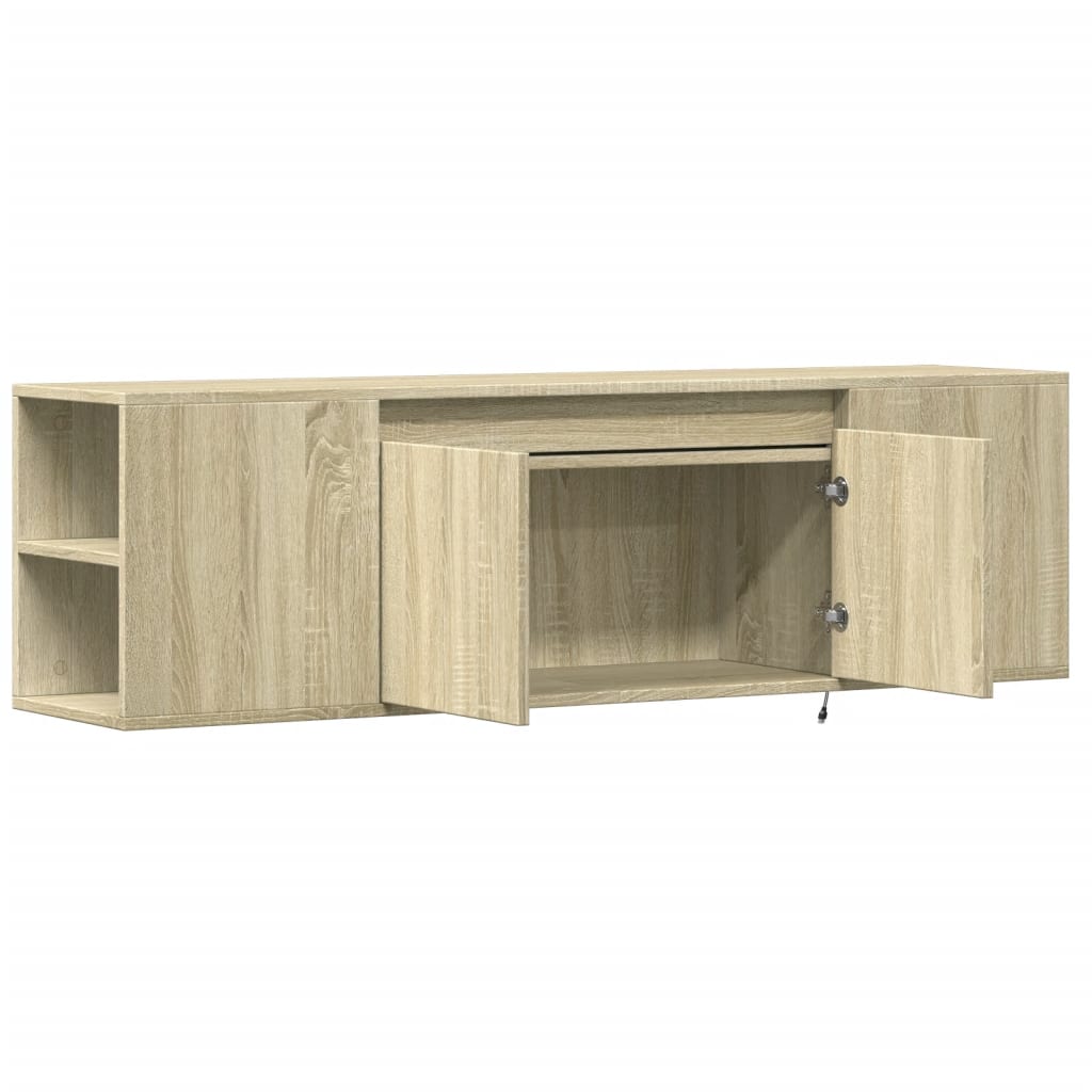 vidaXL TV Wall Cabinet with LED Lights Sonoma Oak 135x31x39.5 cm
