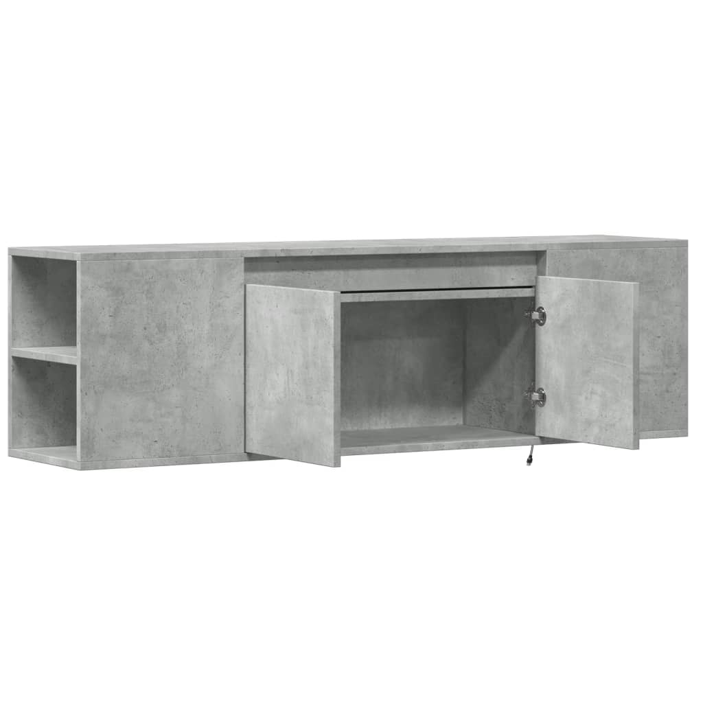 vidaXL TV Wall Cabinet with LED Lights Concrete Grey 135x31x39.5 cm
