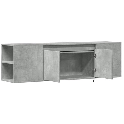vidaXL TV Wall Cabinet with LED Lights Concrete Grey 135x31x39.5 cm