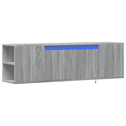 vidaXL TV Wall Cabinet with LED Lights Grey Sonoma 135x31x39.5 cm