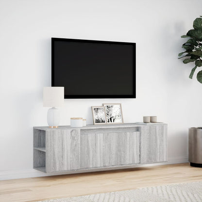 vidaXL TV Wall Cabinet with LED Lights Grey Sonoma 135x31x39.5 cm