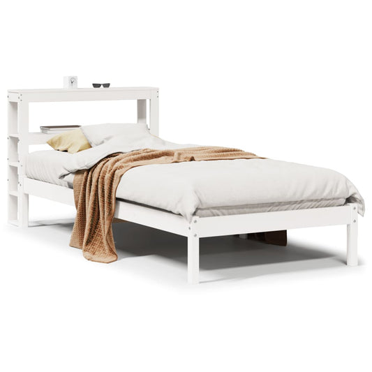 vidaXL Bed Frame without Mattress White 75x190 cm Small Single Solid Wood Pine