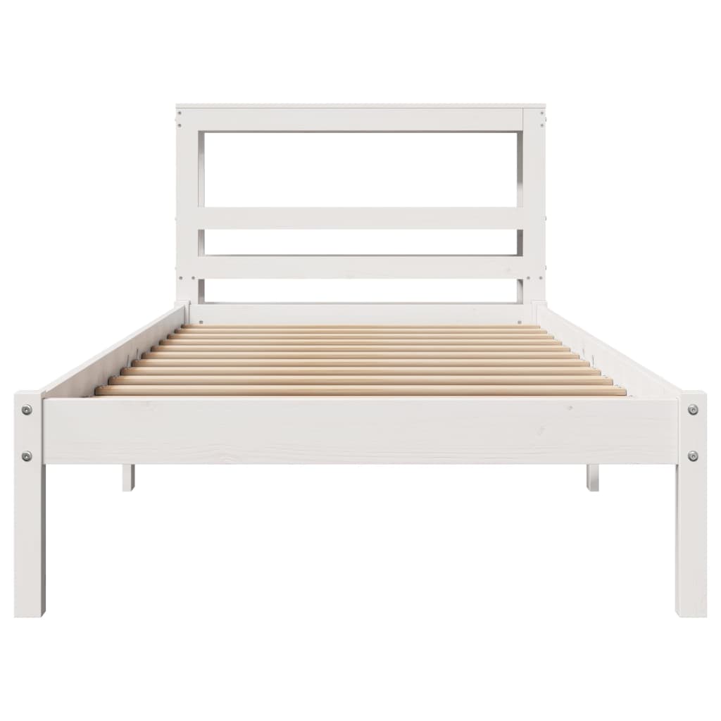 vidaXL Bed Frame without Mattress White 75x190 cm Small Single Solid Wood Pine