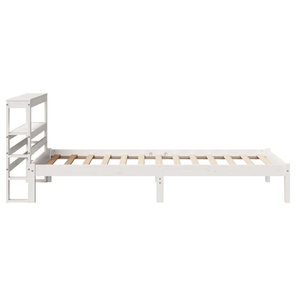 vidaXL Bed Frame without Mattress White 75x190 cm Small Single Solid Wood Pine