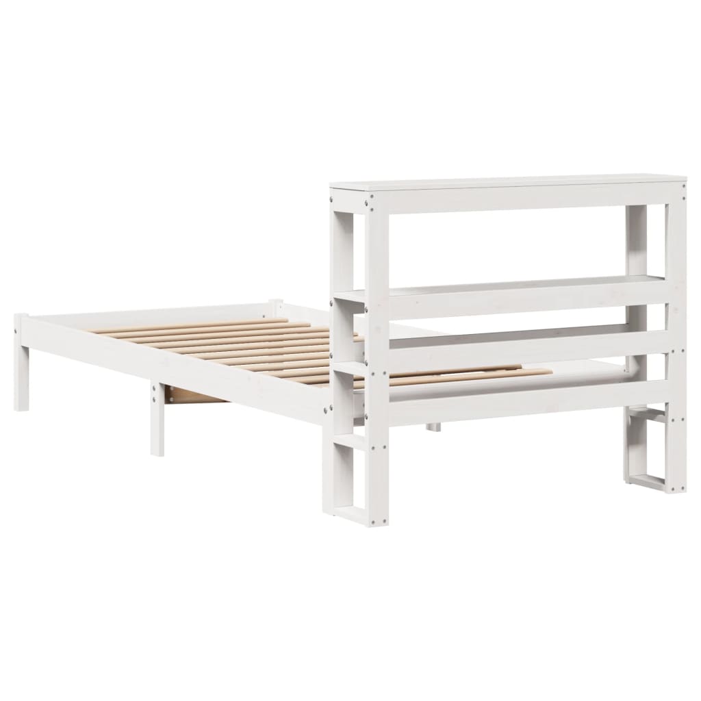 vidaXL Bed Frame without Mattress White 75x190 cm Small Single Solid Wood Pine