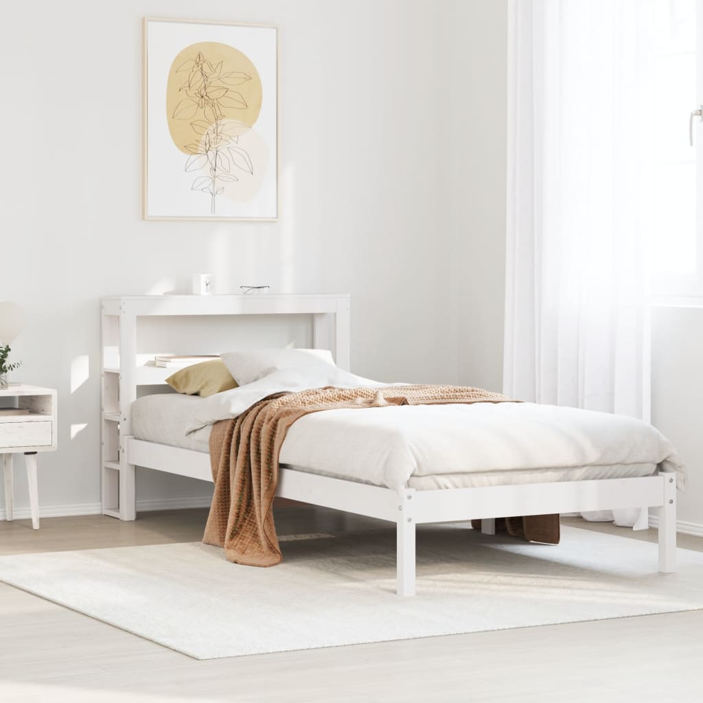 vidaXL Bed Frame without Mattress White 75x190 cm Small Single Solid Wood Pine