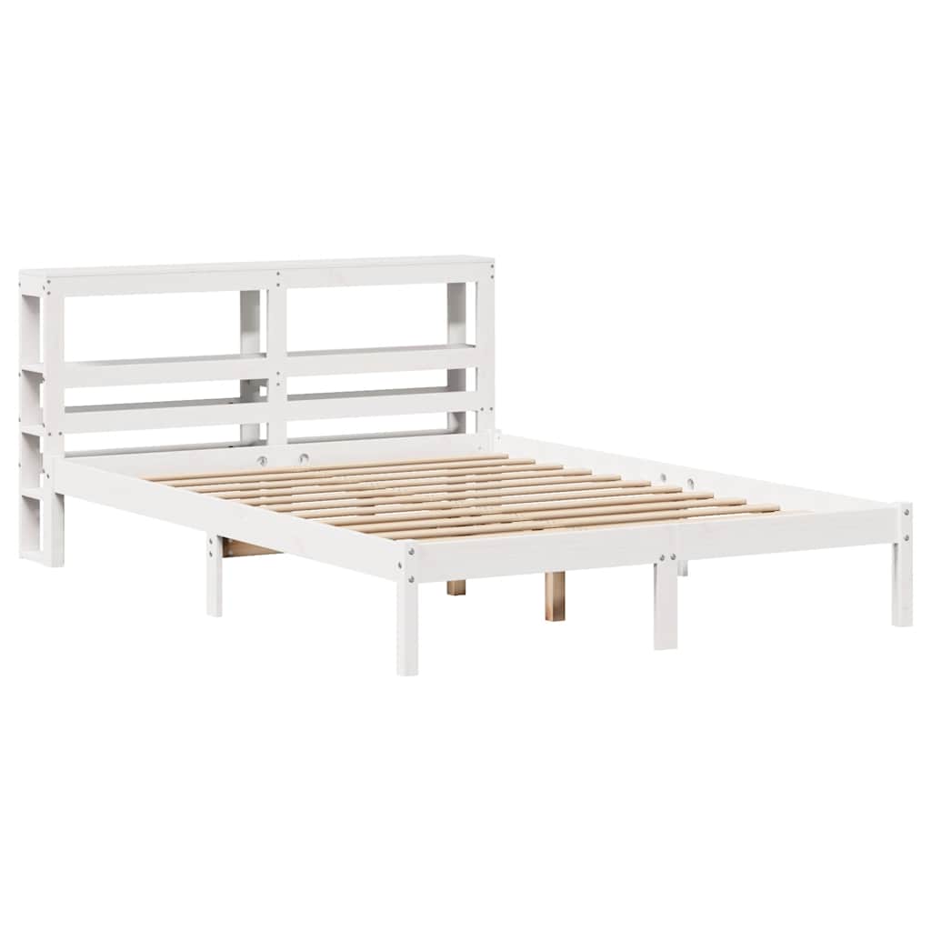 vidaXL Bed Frame without Mattress White 135x190 cm Double Solid Wood Pine