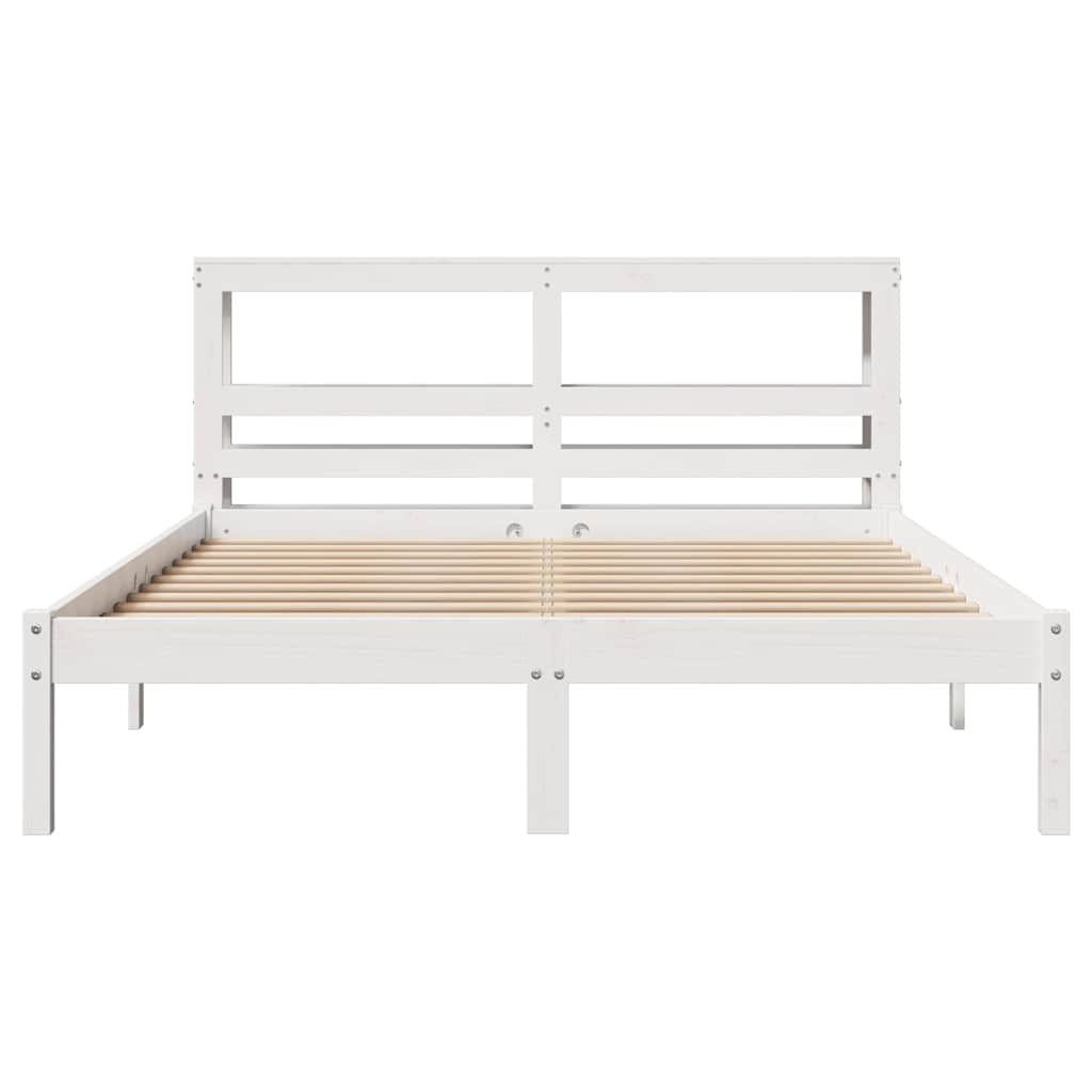 vidaXL Bed Frame without Mattress White 135x190 cm Double Solid Wood Pine