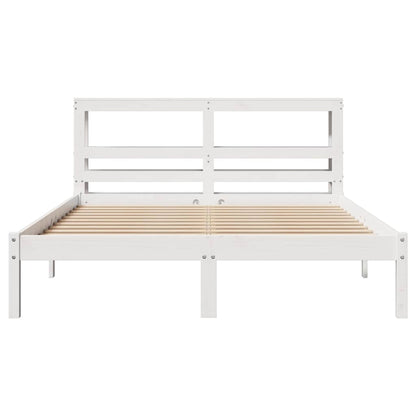 vidaXL Bed Frame without Mattress White 135x190 cm Double Solid Wood Pine