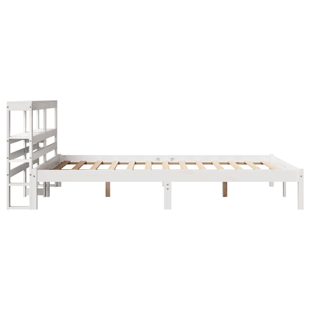 vidaXL Bed Frame without Mattress White 135x190 cm Double Solid Wood Pine