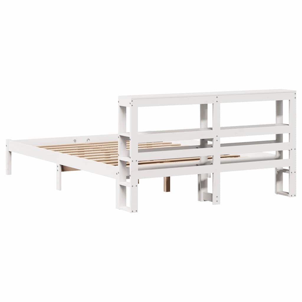 vidaXL Bed Frame without Mattress White 135x190 cm Double Solid Wood Pine