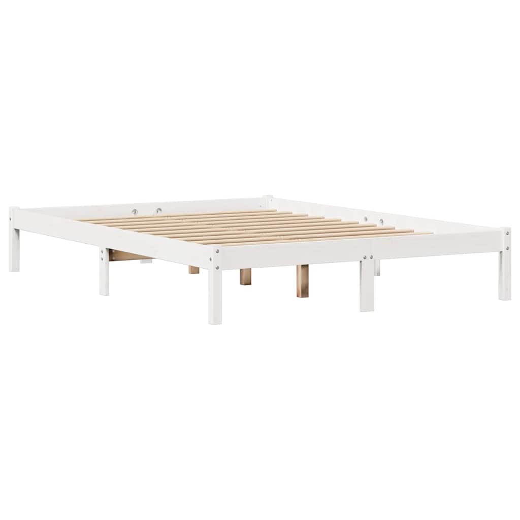 vidaXL Bed Frame without Mattress White 135x190 cm Double Solid Wood Pine