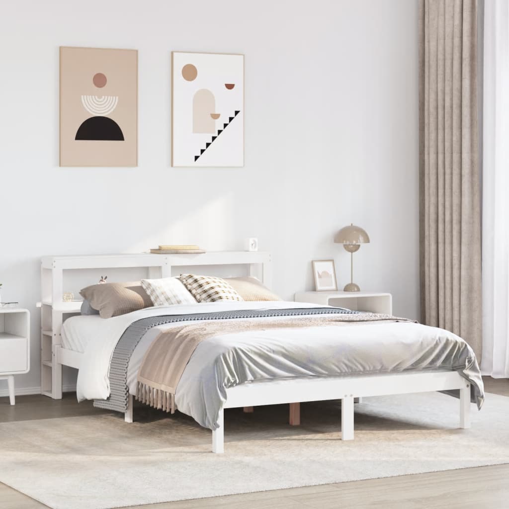 vidaXL Bed Frame without Mattress White 140x200 cm Solid Wood Pine