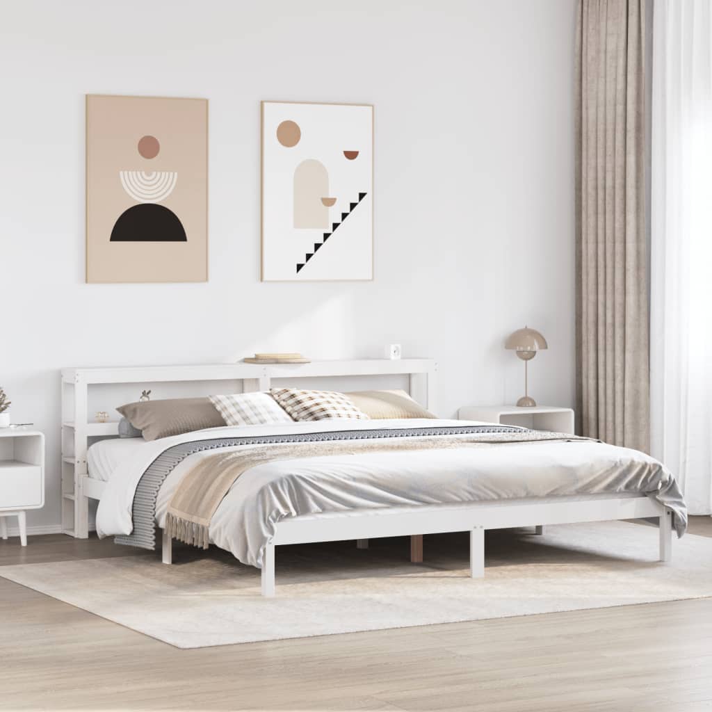 vidaXL Bed Frame without Mattress White 180x200 cm Super King Solid Wood Pine