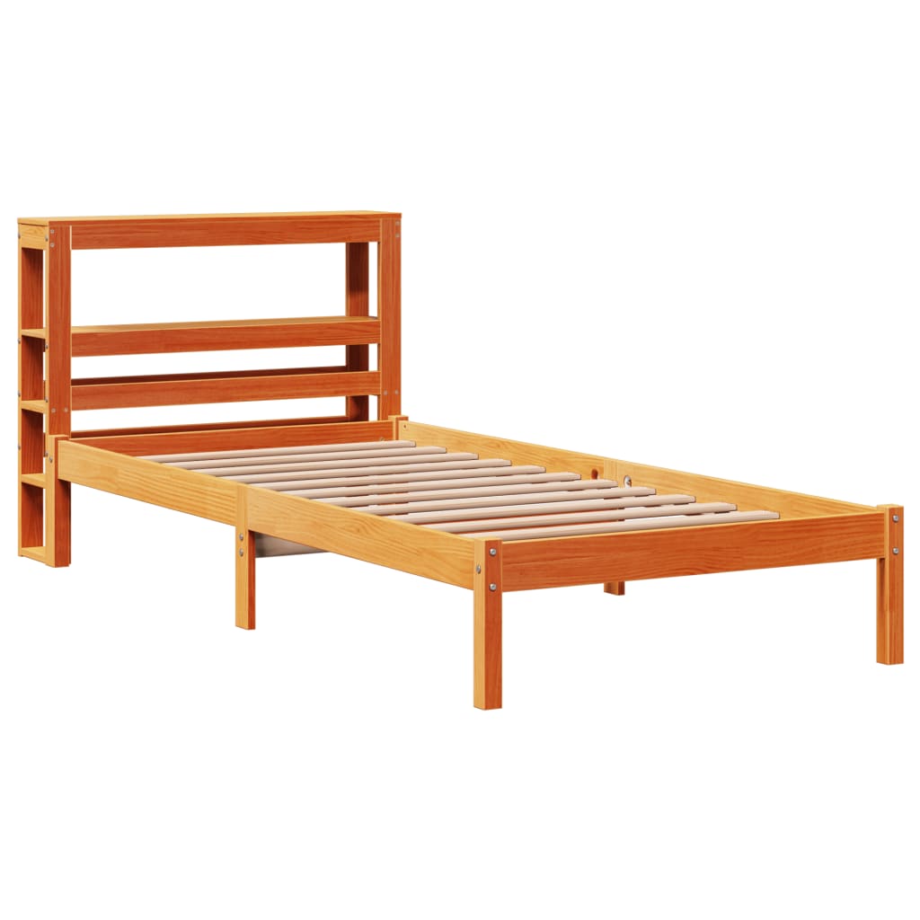 vidaXL Bed Frame with Headboard without Mattress Wax Brown 75x190 cm Small Single
