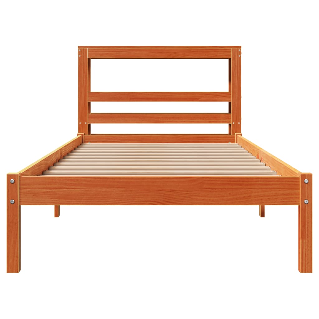 vidaXL Bed Frame with Headboard without Mattress Wax Brown 75x190 cm Small Single