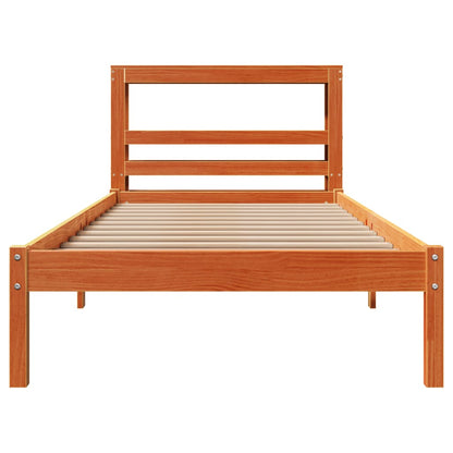 vidaXL Bed Frame with Headboard without Mattress Wax Brown 75x190 cm Small Single