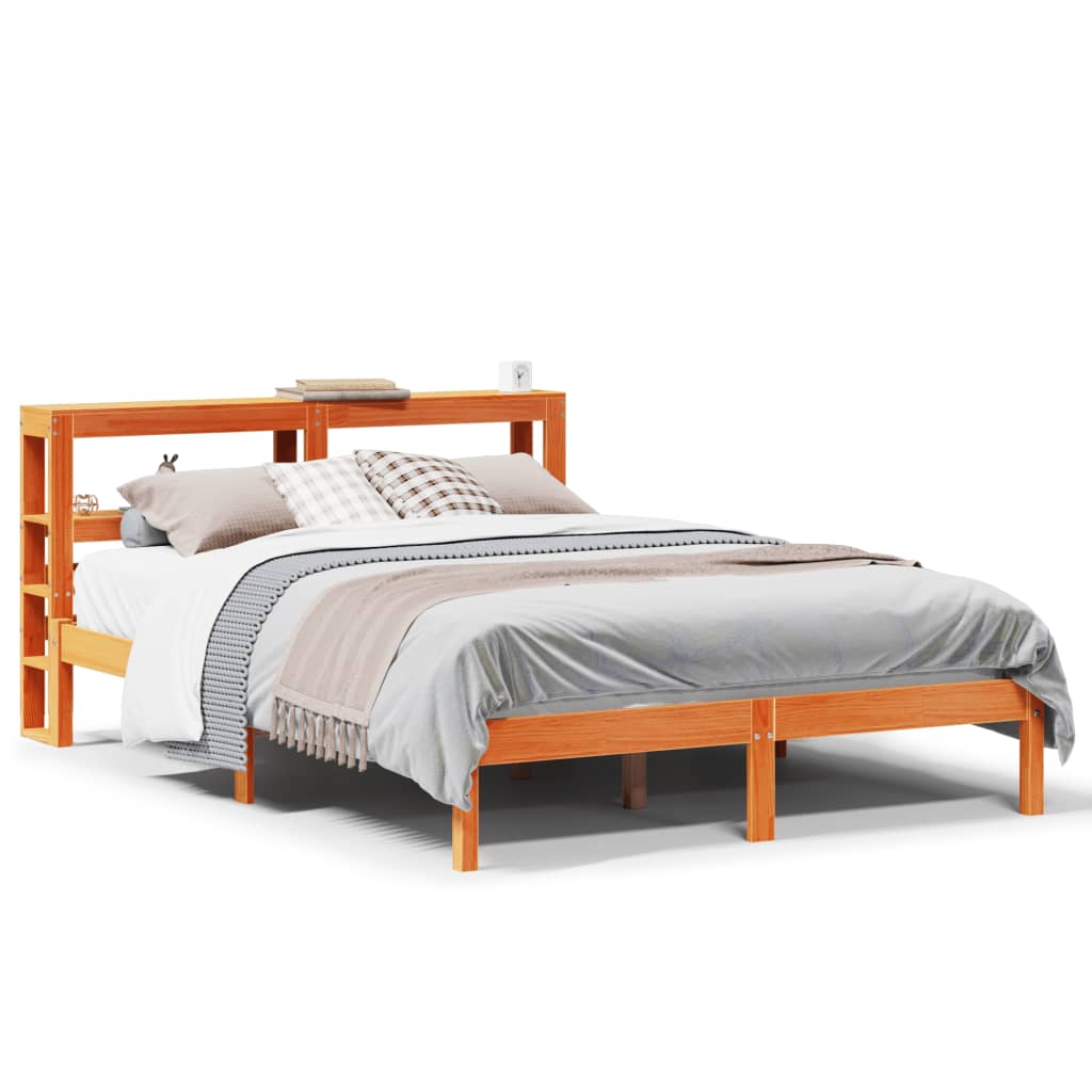 vidaXL Bed Frame with Headboard without Mattress Wax Brown 120x190 cm Small Double