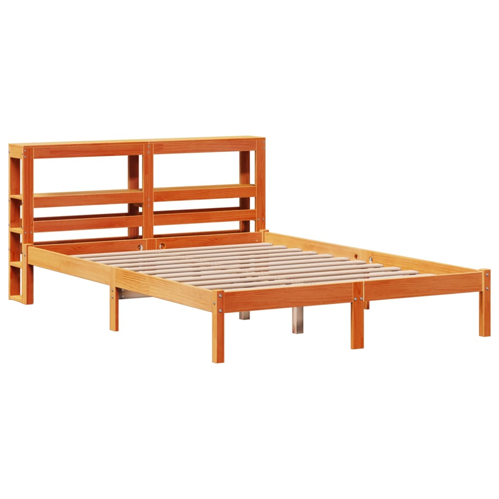 vidaXL Bed Frame with Headboard without Mattress Wax Brown 135x190 cm Double