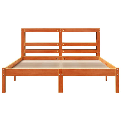 vidaXL Bed Frame with Headboard without Mattress Wax Brown 135x190 cm Double