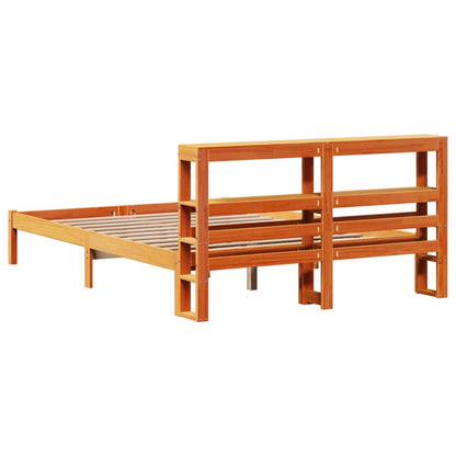 vidaXL Bed Frame with Headboard without Mattress Wax Brown 135x190 cm Double