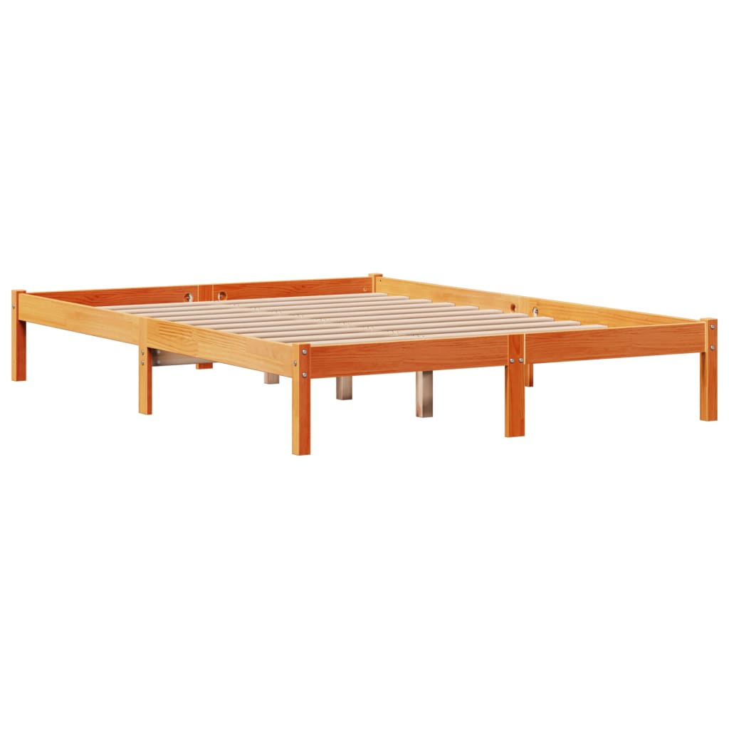 vidaXL Bed Frame with Headboard without Mattress Wax Brown 135x190 cm Double