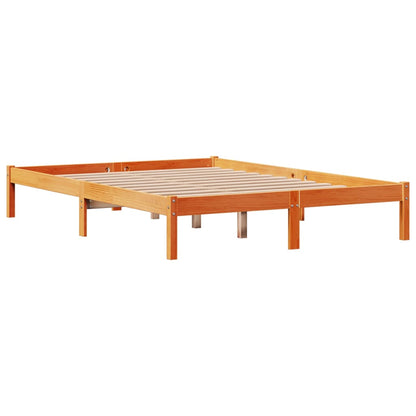 vidaXL Bed Frame with Headboard without Mattress Wax Brown 135x190 cm Double