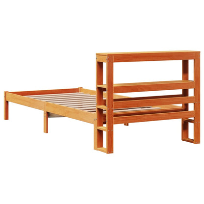 vidaXL Bed Frame with Headboard without Mattress Wax Brown 100x200 cm